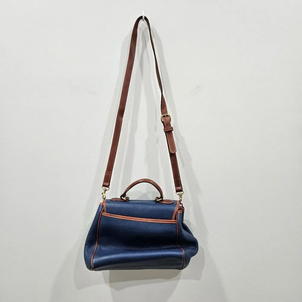 Vintage Coach Sheridan Monticello Leather Crossbody Bag 4226 Navy British Tan